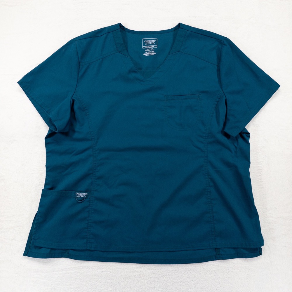 Cherokee Womens Scrub Top 2XL Teal Revolution WW735 V-Neck Medical Workwear